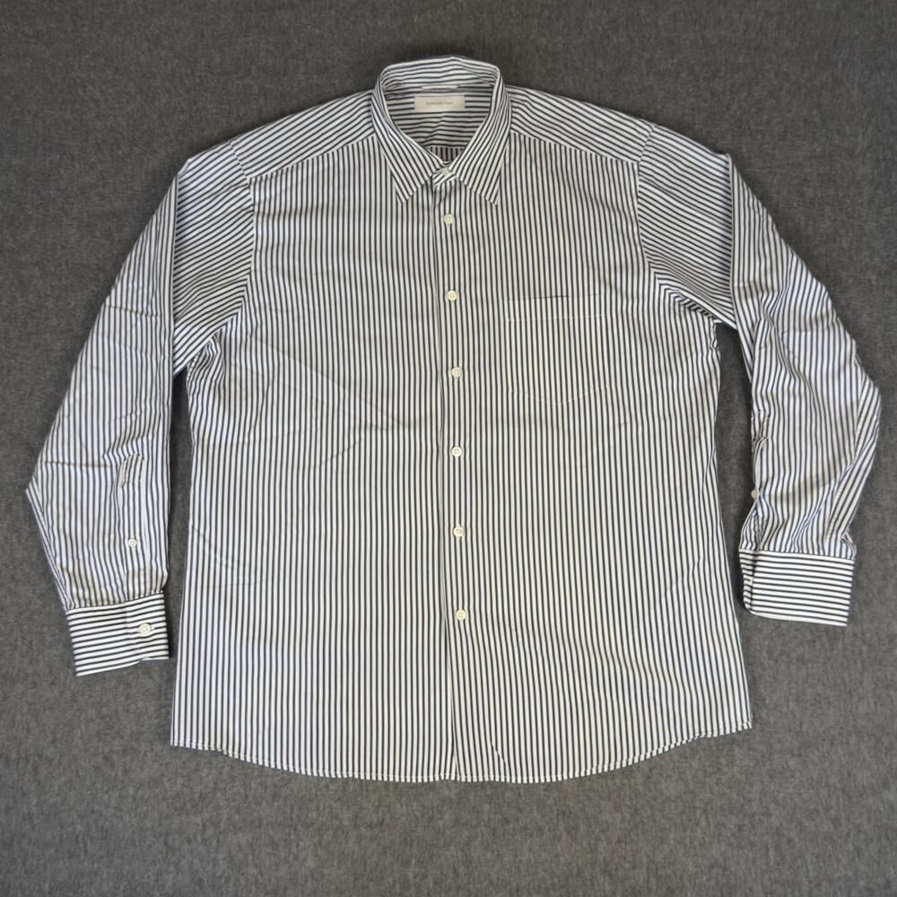 Ermenegildo Zegna Dress Shirt Mens XL Blue Stripe Long Sleeve Spread Collar